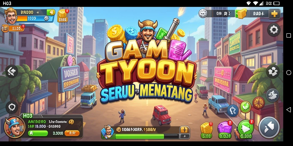 Tampilan gameplay H03 yang menonjolkan manajemen bisnis Tycoon.