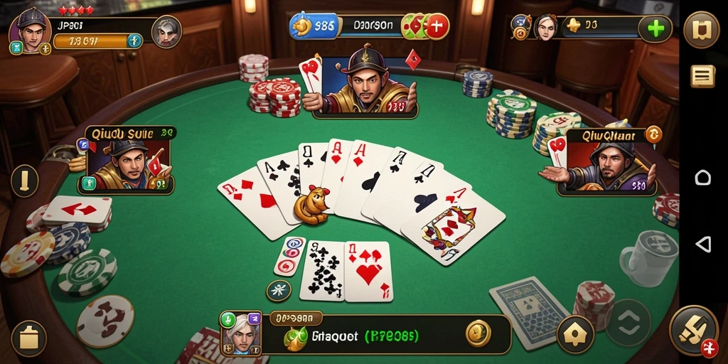 Screenshot menunjukkan gameplay seru dalam permainan QiuQiu.
