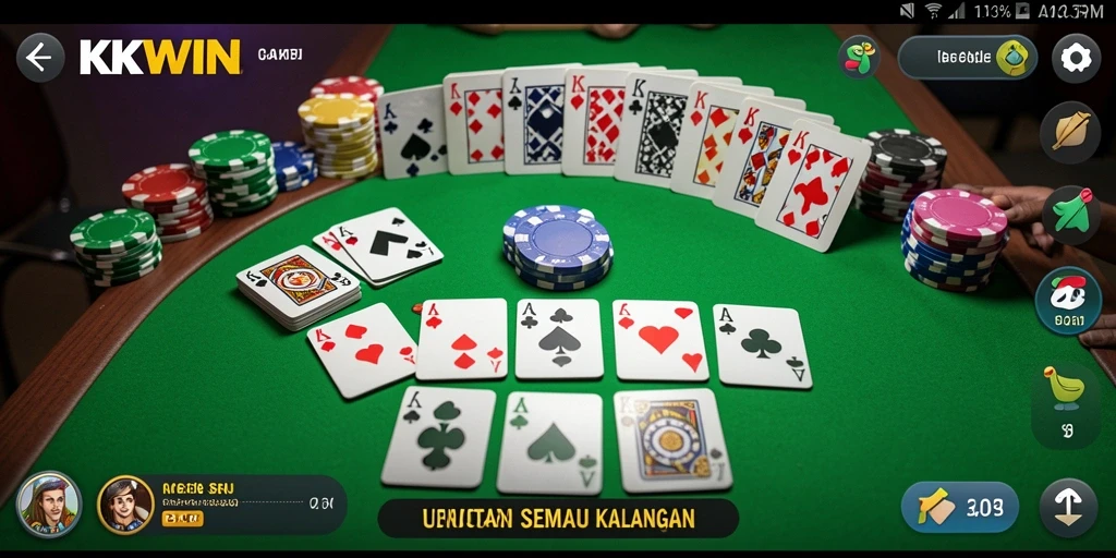Screenshot gameplay KKWIN yang menampilkan serunya bermain Gaple.