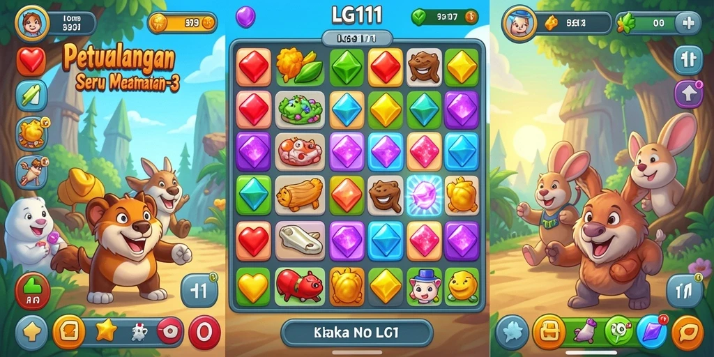 Tampilan gameplay seru dalam LG111 dengan kombinasi warna-warni.