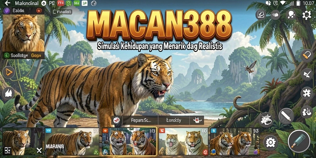 Tangkapan layar utama menunjukkan gameplay menarik dan interaksi karakter di MACAN388.