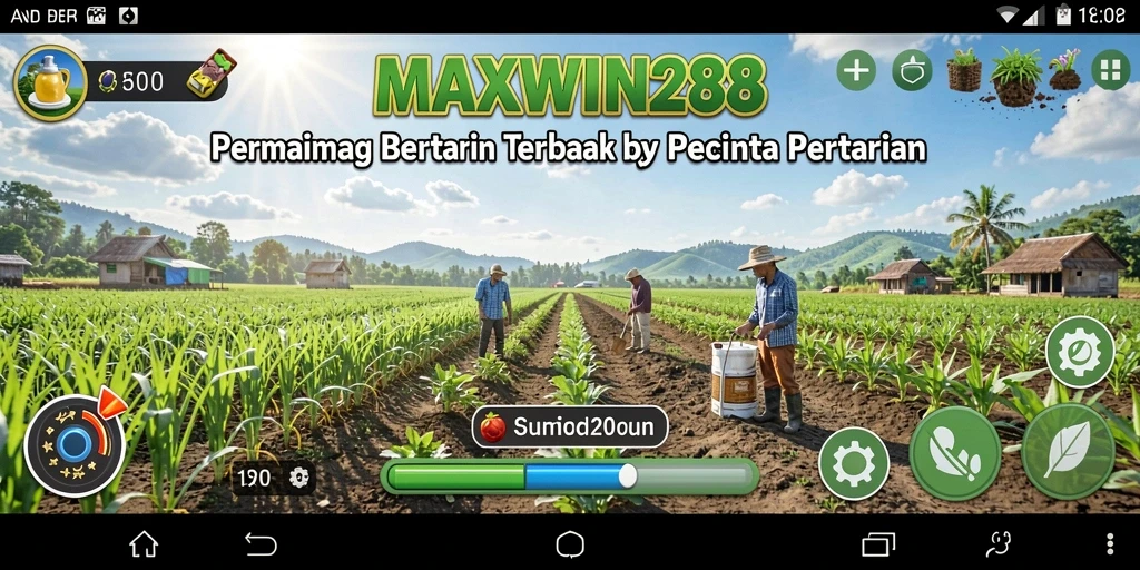 Tangkapan layar gameplay <strong>MAXWIN288</strong> menampilkan lahan pertanian yang subur dan hidup.