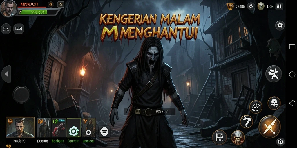 Screenshot gameplay menyeramkan dari MNDUIT yang menunjukkan kegelapan dan ketegangan.