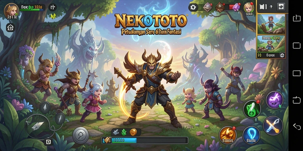 Screenshot gameplay NEKOTOTO menampilkan petualangan seru dalam dunia fantasi.