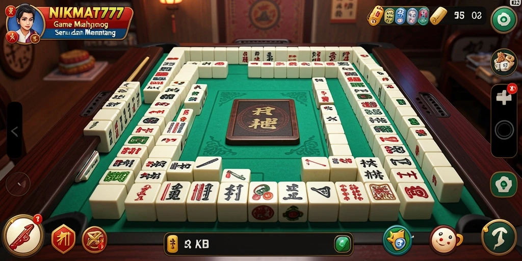 Tampilan gameplay menarik dari NIKMAT777 yang menggambarkan keasyikan bermain Mahjong.