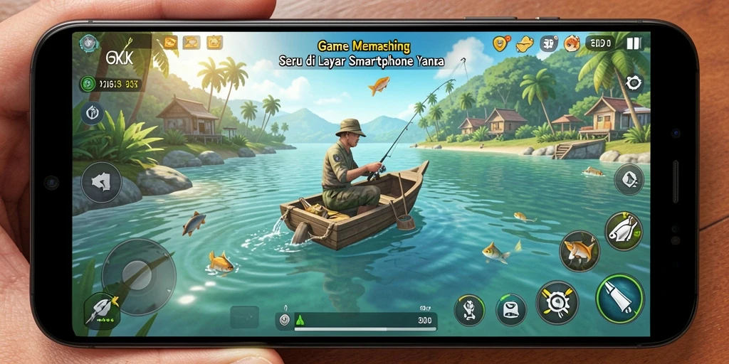 Gameplay memancing seru dalam OKJK dengan grafis menawan.