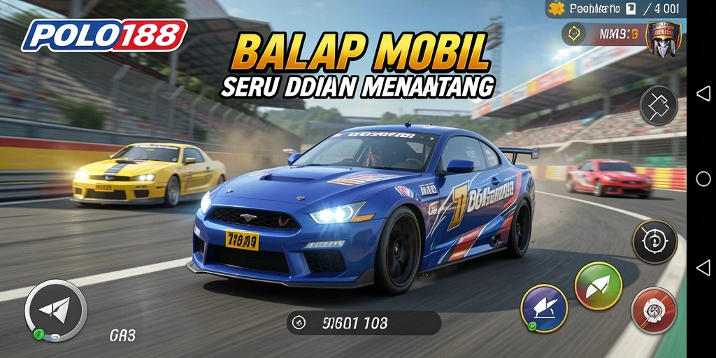 Tampilan gameplay balap mobil yang mendebarkan di POLO188.