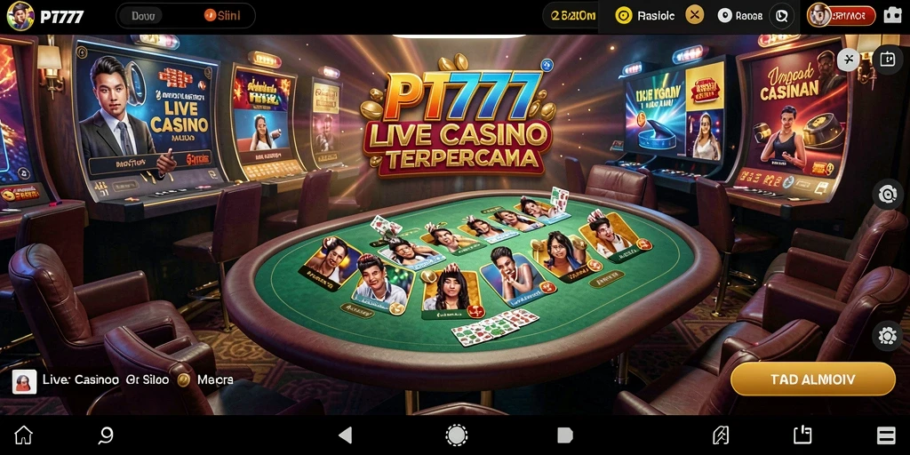 Tampilan gameplay PT777 yang menakjubkan dengan dealer langsung.