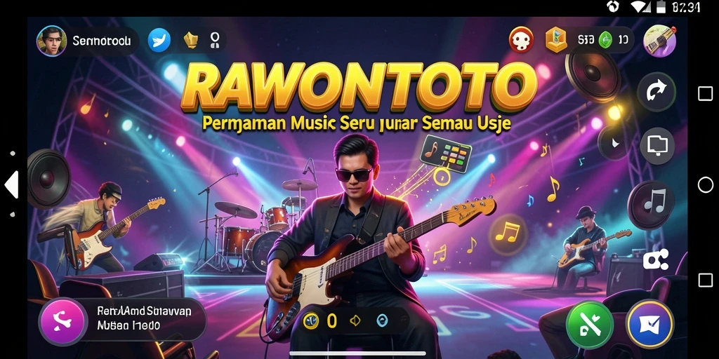 Screenshot utama RAWONTOTO menampilkan pemain menikmati tantangan musik.