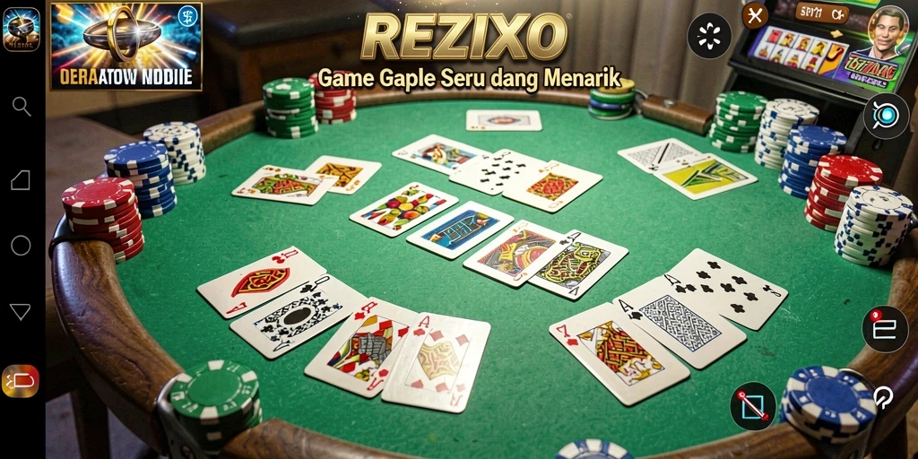 Tampilan menarik permainan Gaple di REZIXO dengan berbagai fitur seru.