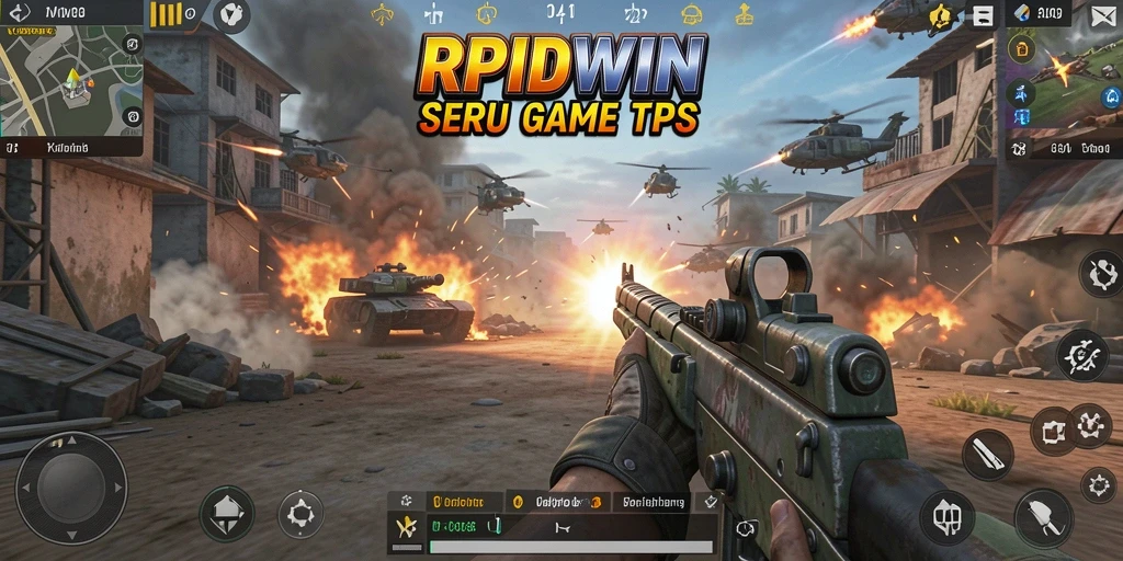 Screenshot utama RPIDWIN menampilkan aksi seru game TPS.