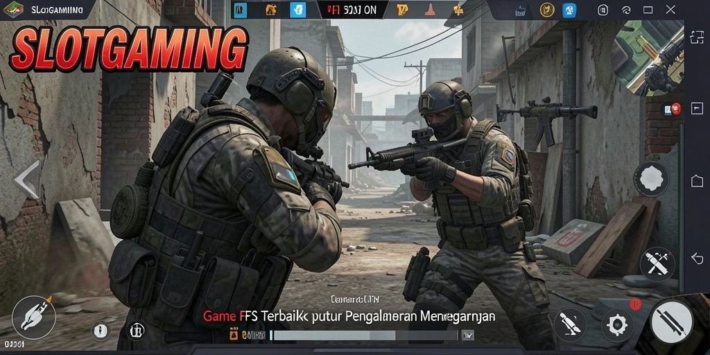 Tangkapan layar menampilkan aksi intens di permainan FPS SLOTGAMING.