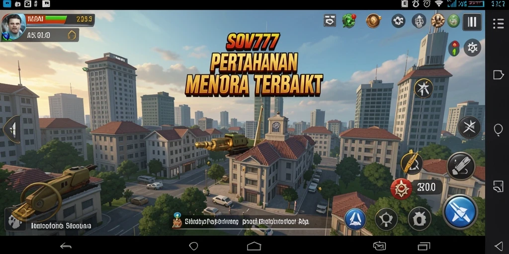 Tampilan gameplay SOV777 dengan strategi menara pertahanan yang intens.