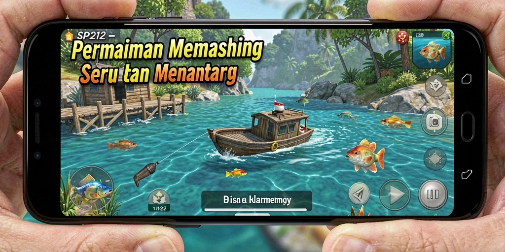 Screenshot utama SP212 menampilkan aksi memancing yang mendebarkan.