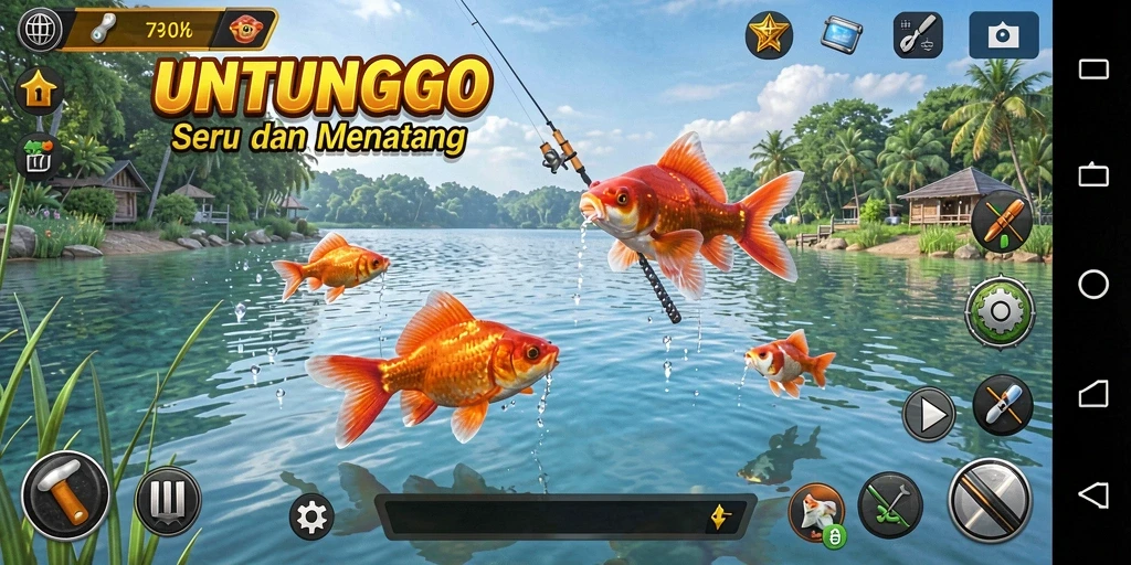 Tangkapan ikan yang mengesankan dalam gameplay UNTUNGGO.