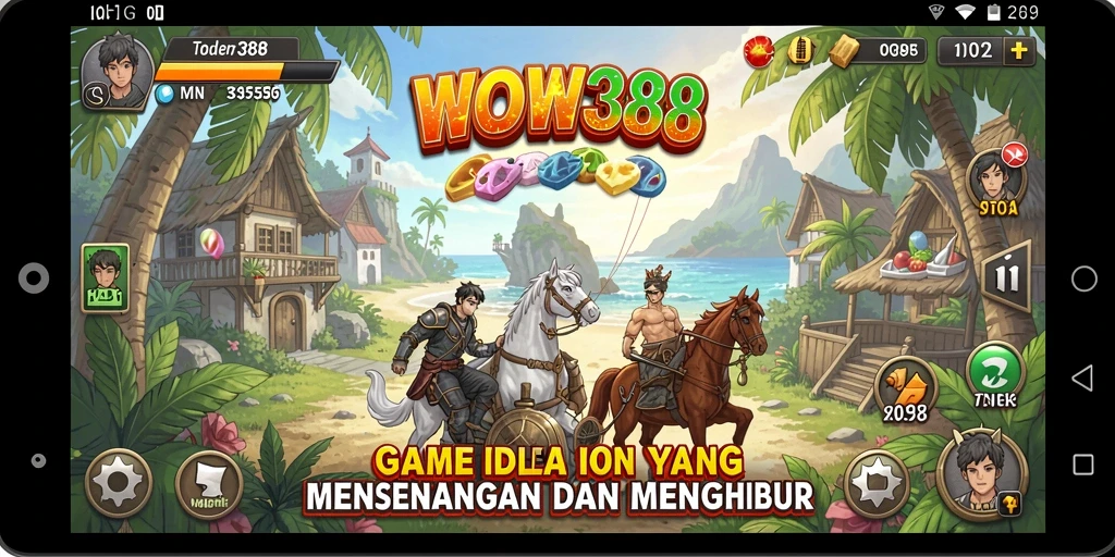 Screenshot utama WOW388 menampilkan gameplay menarik dan karakter yang berwarna.