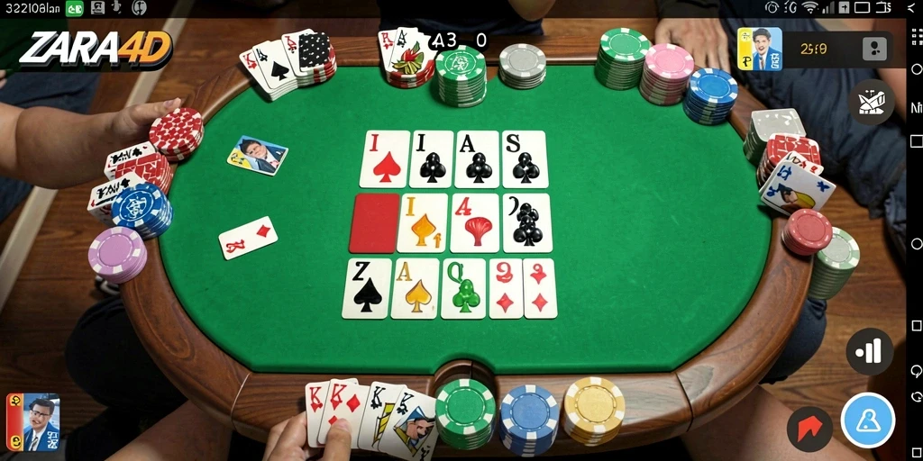 Tampilan utama <strong>ZARA4D</strong> saat gameplay Gaple yang seru.